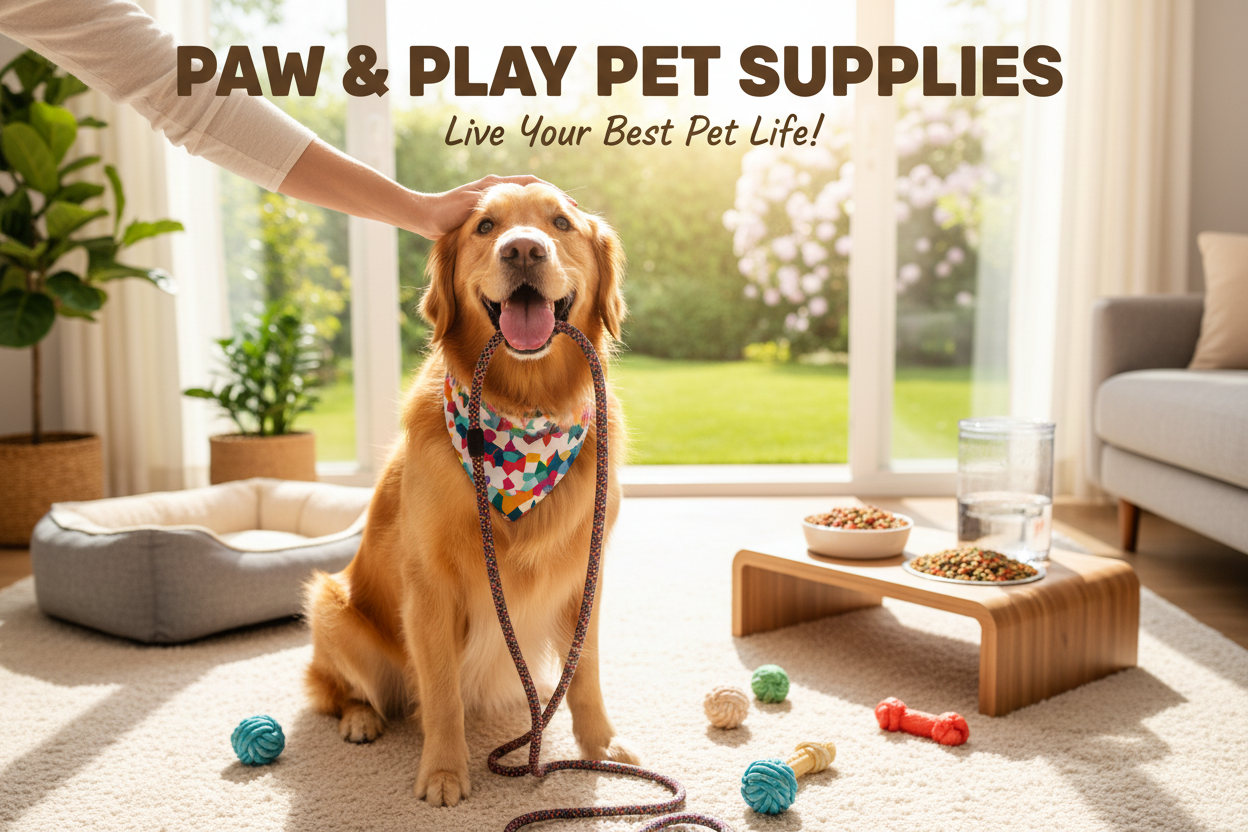 Happy dog for pet supply store banner